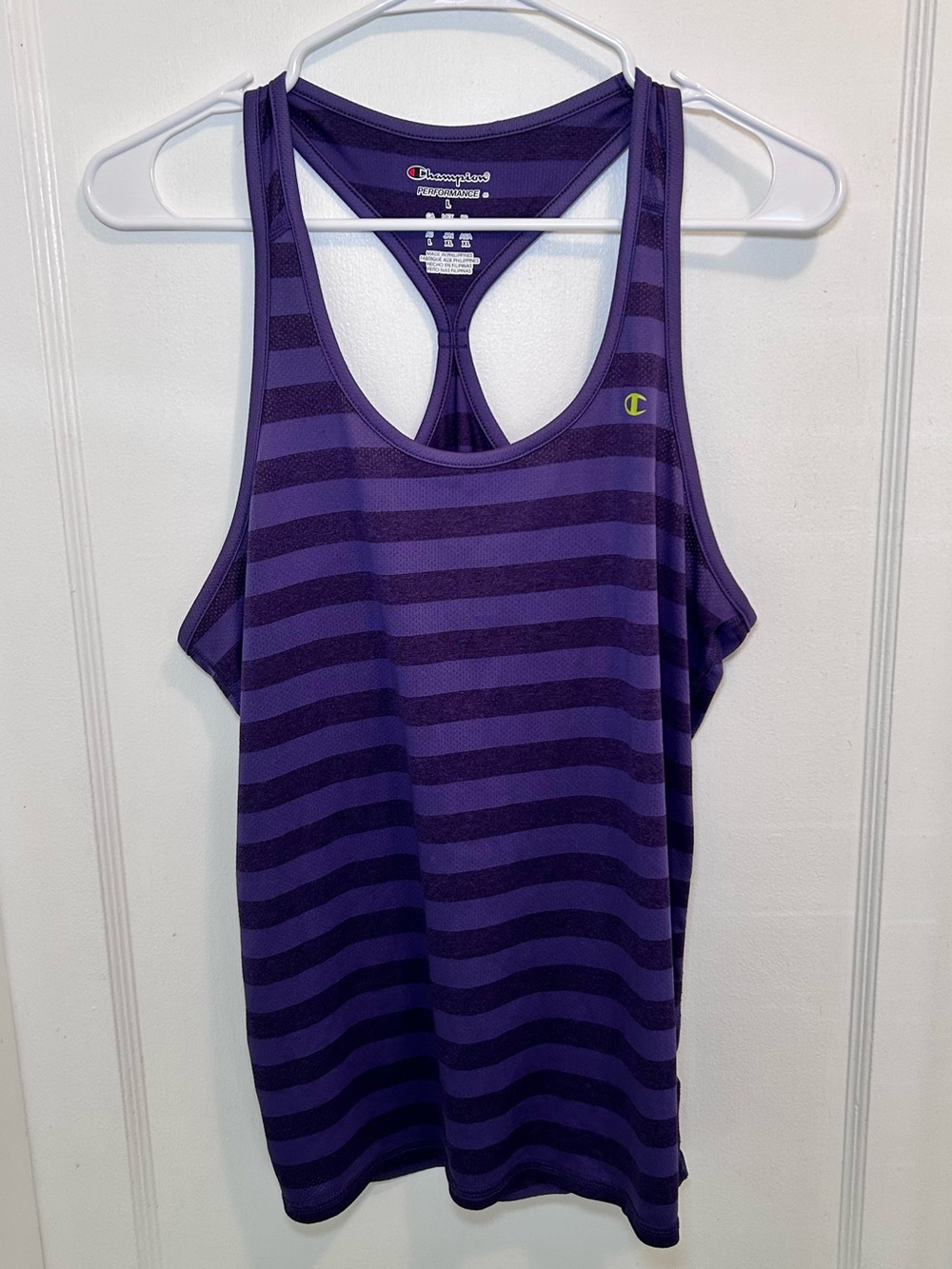 Champion Purple Striped Mesh Activewear Workout Tank Top Women’s L